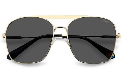 Okulary przeciwsłoneczne Polaroid PLD6201/S/X J5G/M9 Polarized Kwadratowe Złote