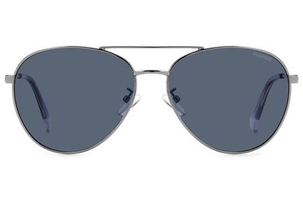 Okulary przeciwsłoneczne Polaroid PLD4142/G/S/X 6LB/C3 Polarized Pilotki (Aviator) Srebrne