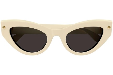 Okulary przeciwsłoneczne Alexander McQueen AM0407S 003 Kocie oczy Beżowe