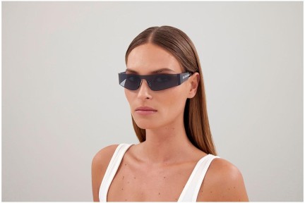 Okulary przeciwsłoneczne Balenciaga BB0041S 014 Pojedyncze | Shield Niebieskie