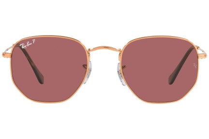 Okulary przeciwsłoneczne Ray-Ban Hexagonal RB3548N 9202AF Polarized Okrągłe Złote