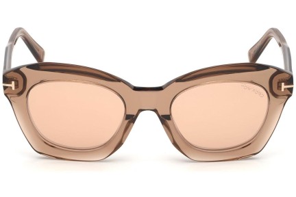 Okulary przeciwsłoneczne Tom Ford Bardot FT0689 45G Kocie oczy Brązowe