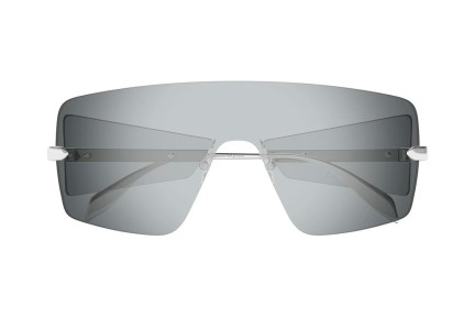 Okulary przeciwsłoneczne Alexander McQueen AM0460S 002 Pojedyncze | Shield Srebrne