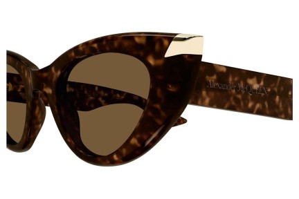 Okulary przeciwsłoneczne Alexander McQueen AM0442S 003 Kocie oczy Havana
