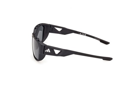 Okulary przeciwsłoneczne Adidas Sport SP0092 02D Polarized Prostokątne Czarne