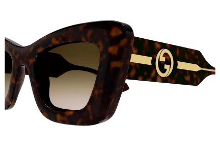 Okulary przeciwsłoneczne Gucci GG1552S 002 Kocie oczy Havana