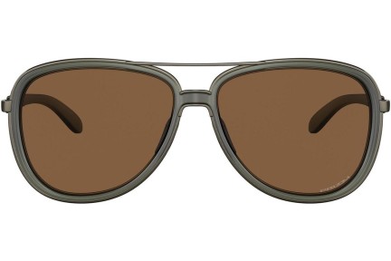 Okulary przeciwsłoneczne Oakley Split Time OO4129 412925 PRIZM Bronze Pilotki (Aviator) Zielone