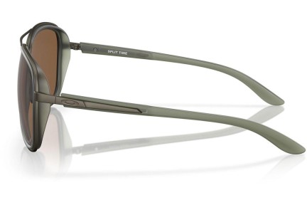 Okulary przeciwsłoneczne Oakley Split Time OO4129 412925 PRIZM Bronze Pilotki (Aviator) Zielone