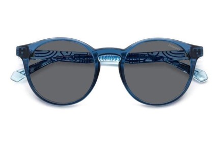 Zonnebril Polaroid Junior PLD8061/S ZX9/M9 Polarized Ronde Blauw