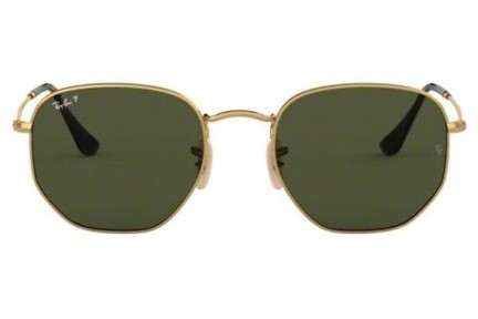 Слънчеви очила Ray-Ban Hexagonal RB3548N 001/58 Polarized Заоблени Златна