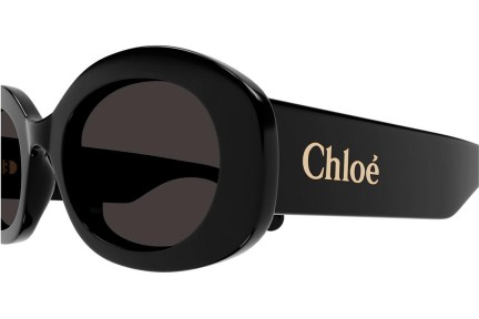 Okulary przeciwsłoneczne Chloe CH0258S 001 Owalne Czarne