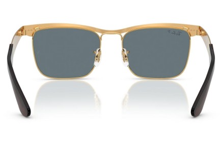 Okulary przeciwsłoneczne Ray-Ban Wayfarer Deluxe RB3875 92763R Polarized Kwadratowe Złote