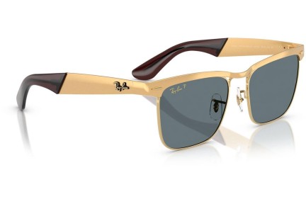 Okulary przeciwsłoneczne Ray-Ban Wayfarer Deluxe RB3875 92763R Polarized Kwadratowe Złote
