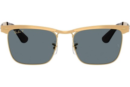 Okulary przeciwsłoneczne Ray-Ban Wayfarer Deluxe RB3875 92763R Polarized Kwadratowe Złote