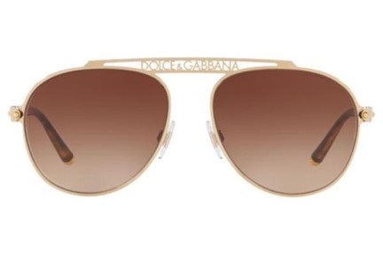 Okulary przeciwsłoneczne Dolce & Gabbana DG Logo Collection DG2235 02/13 Pilotki (Aviator) Złote