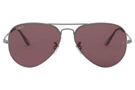 Okulary przeciwsłoneczne Ray-Ban Aviator Metal II RB3689 004/AF Polarized Pilotki (Aviator) Srebrne