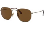 Okulary przeciwsłoneczne Ray-Ban Hexagonal Titanium Collection RB8148 920757 Polarized Okrągłe Złote