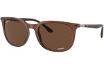 Okulary przeciwsłoneczne Ray-Ban Chromance Collection RB4386 6652AN Polarized Prostokątne Brązowe