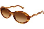 Okulary przeciwsłoneczne Chloe CH0088S 002 Owalne Havana