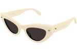 Okulary przeciwsłoneczne Alexander McQueen AM0407S 003 Kocie oczy Beżowe