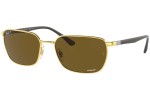 Okulary przeciwsłoneczne Ray-Ban Chromance Collection RB3684CH 001/AN Polarized Prostokątne Złote